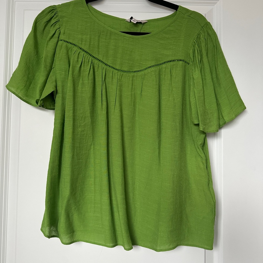 Nanette Lepore Vibrant Green Blouse short sleeve woman’s small